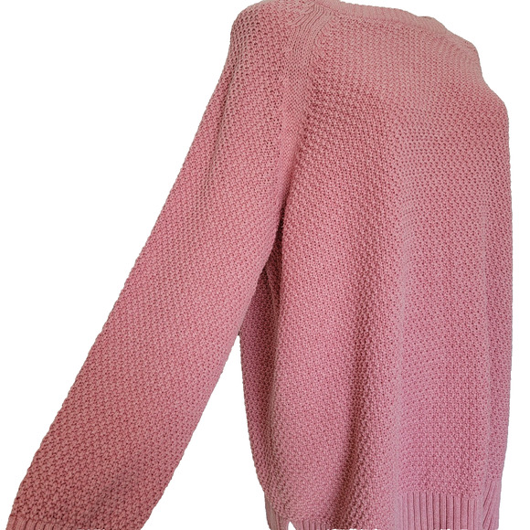 Old Navy Chunky Shaker Knit Sweater Pink Sz L Casual Feminine Preppy Cottagecore - Picture 2 of 8